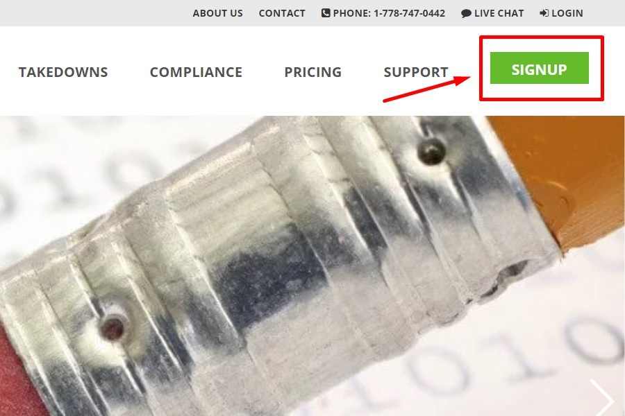 DMCA là gì? Cách đăng ký DMCA bảo vệ website cực đơn giản 16 Nhấn vào nút SIGNUP để đăng ký