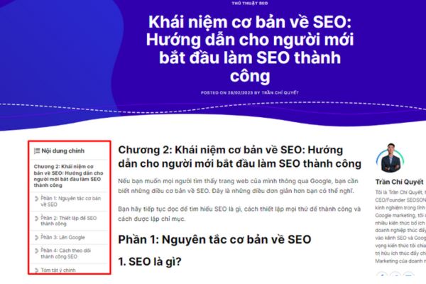 SEO Onpage là gì? 26 Tiêu chi tối ưu SEO Onpage từ cơ bản đến nâng cao 72 chia-ra-tung-muc