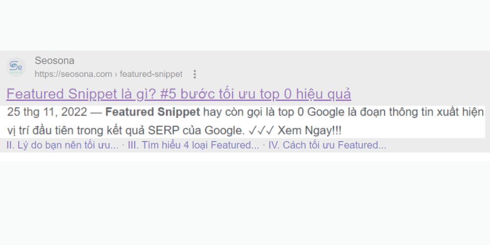 SEO content là gì? 8 bước xây dựng kế hoạch content SEO hiệu quả 39 Mô tả Meta Desciption Feature Snippet Seosona