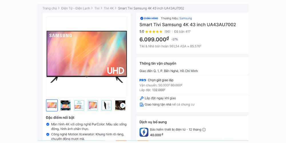 SEO content là gì? 8 bước xây dựng kế hoạch content SEO hiệu quả 27 Trang sản phẩm tivi của thương mại điện tử