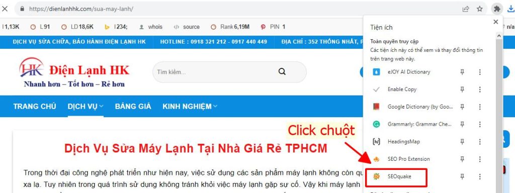 Meta Description là gì? 10 cách viết Meta Description hay 35 Bấm vào trang chọn tiện ích SEOquake