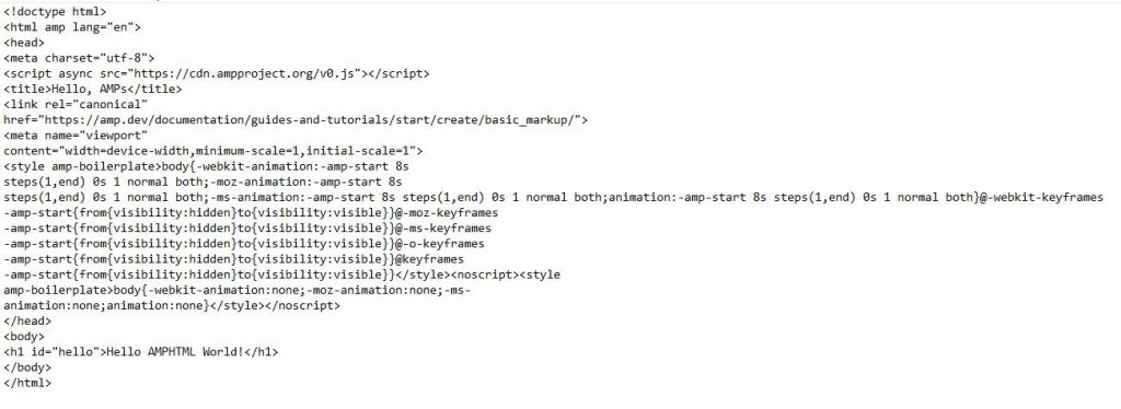Hướng dẫn cài đặt AMP cho website WordPress A- Z 21 Cấu trúc html AMP đơn giản
