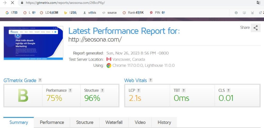 Hướng dẫn cài đặt AMP cho website WordPress A- Z 19 Kiểm tra bằng GTmetrix