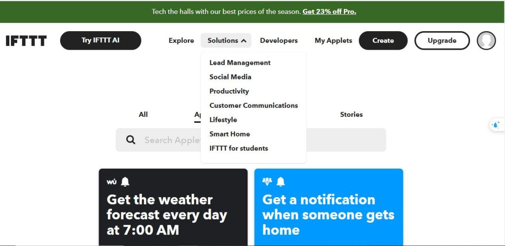 IFTTT là gì? 9 Cách sử dụng IFTTT trong SEO mới nhất 2025 23 Giao diện của IFTTT