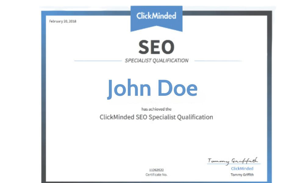 TOP 8 chứng chỉ SEO chinh phục cơ hội nghề nghiệp trong ngành Marketing 11 Clickminded SEO Specialist Qualification