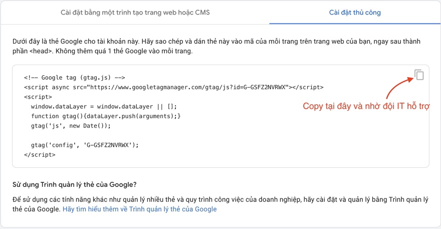 Google Analytics là gì? Hướng dẫn sử dụng Google Analytics đơn giản 48 copy mã đo lường Google Analytics
