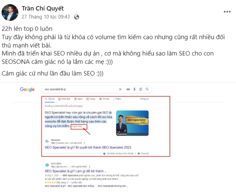 Top 15 cách tăng traffic website hiệu quả nhất 2025 23 Một bài post trên facebook của tôi thu hút được rất nhiều traffic cho website Seosona
