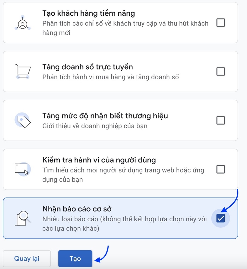 Google Analytics là gì? Hướng dẫn sử dụng Google Analytics đơn giản 43 tạo mục tiêu kinh doanh trong Google Analytics