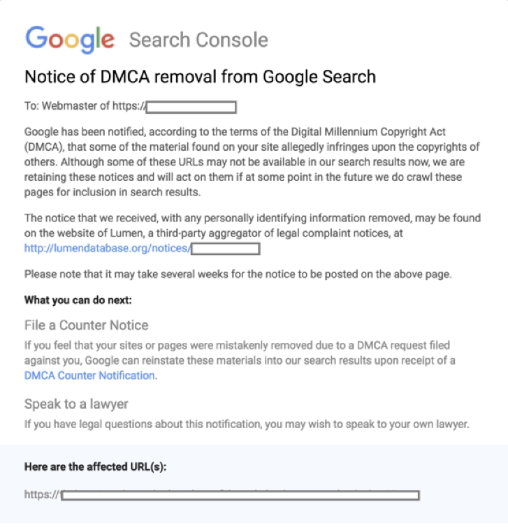 DMCA là gì? Cách đăng ký DMCA bảo vệ website cực đơn giản 21 Thông báo website bị report DMCA từ email