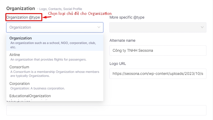Schema Markup là gì? Chiến lược SEO hiệu quả giúp tăng thứ hạng website 49 Thong tin organization